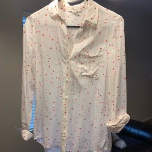 Hearted long sleeve button up shirt, new